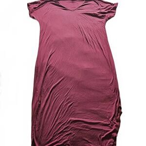 ALYA Burgundy V-Neck Midi Dress Size M